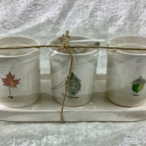 Rae Dunn Utensil Holder Set with Tray NEW Fall Lea